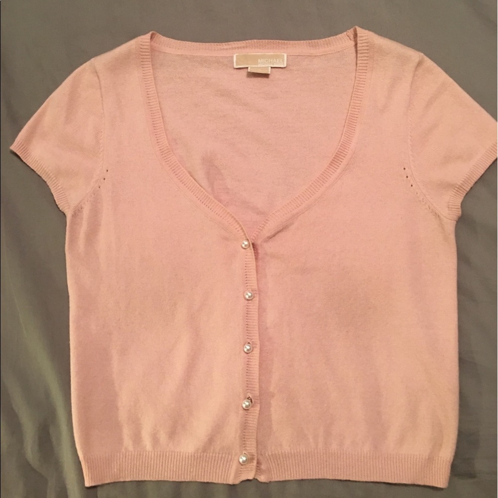 Michael Kors  Baby Pink Short-Sleeved Cardigan
